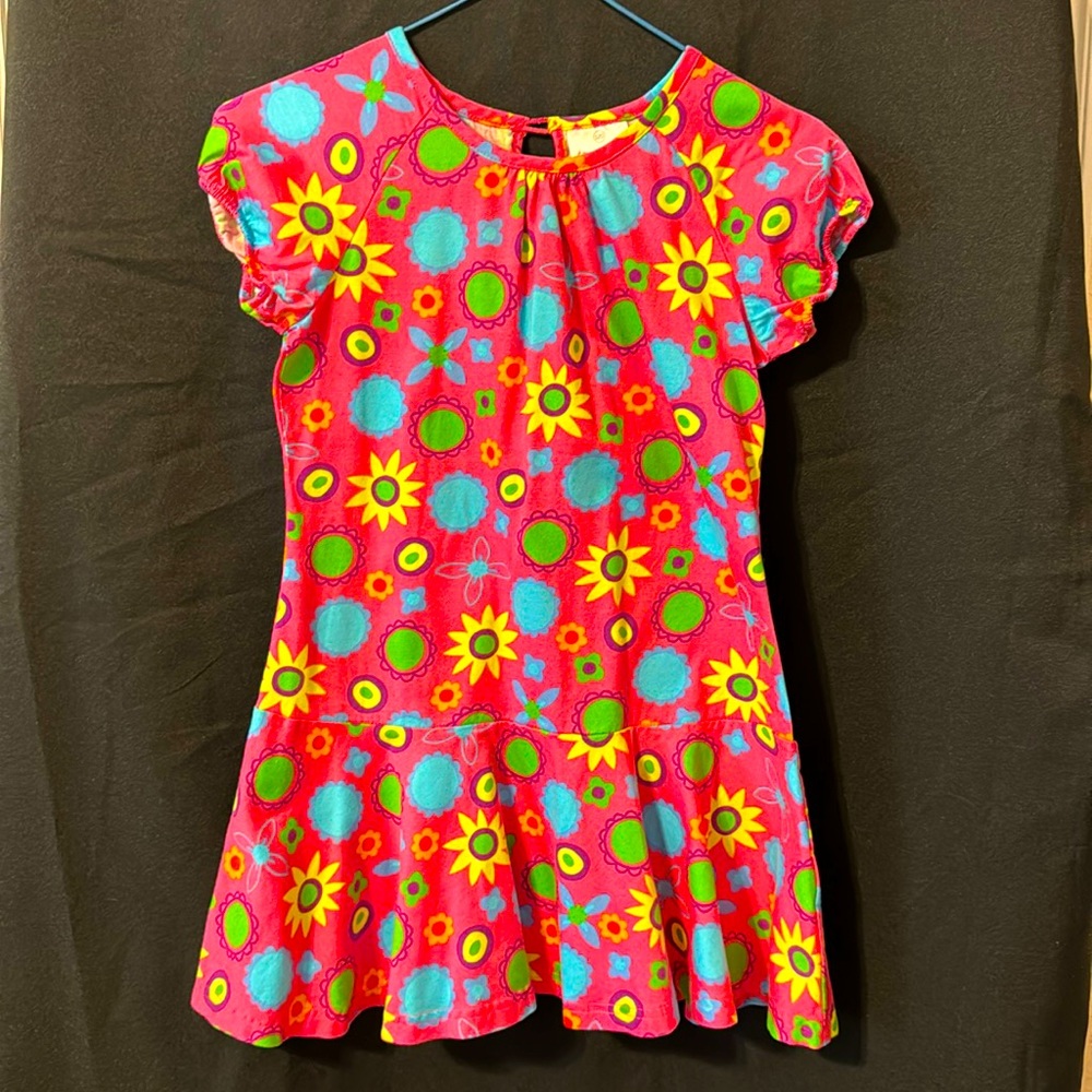 Hanna Andersson Boutique Short Sleeve Dress size 120 Pink & Colorful